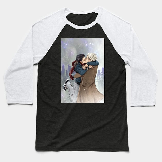 Victor and Yuri Kiss Baseball T-Shirt by Joanna Estep